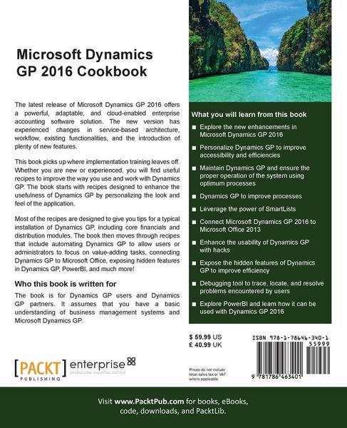 Produktbild: Microsoft Dynamics GP 2016 Cookbook