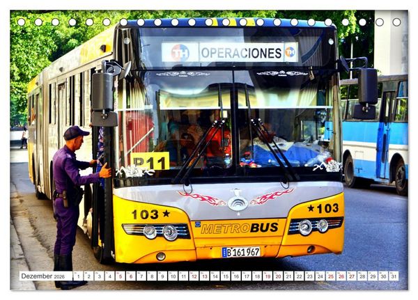 Produktbild: Omnibus-Welt - Autobusse in Kuba (Tischkalender 2026 DIN A5 quer), CALVENDO Monatskalender