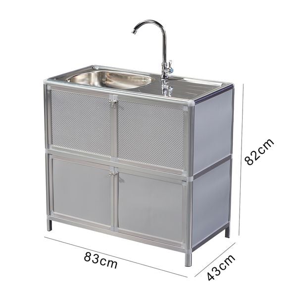 Produktbild: HTI-Living Sp&uuml;le mit Abtropfl&auml;che und Unterschrank f&uuml;r Outdoork&uuml;che Silber