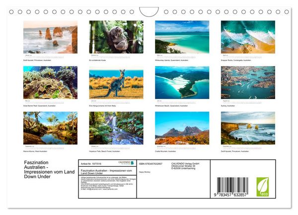 Produktbild: Faszination Australien - Impressionen vom Land Down Under (Wandkalender 2026 DIN A4 quer), CALVENDO Monatskalender