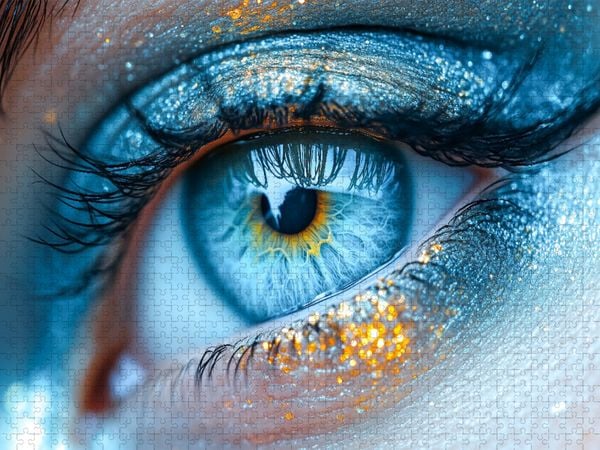 Produktbild: CALVENDO Puzzle Himmelblaue Augen mit glitzernder Iris | 1000 Teile Lege-Gr&ouml;&szlig;e 64x48cm Foto-Puzzle f&uuml;r gl&uuml;ckliche Stunden
