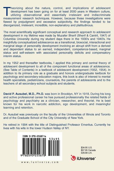Produktbild: Theory and Problems of Adolescent Development, Third Edition