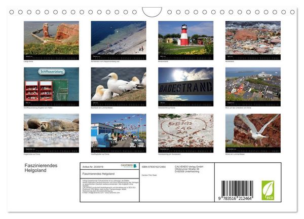 Produktbild: Faszinierendes Helgoland (Wandkalender 2026 DIN A4 quer), CALVENDO Monatskalender