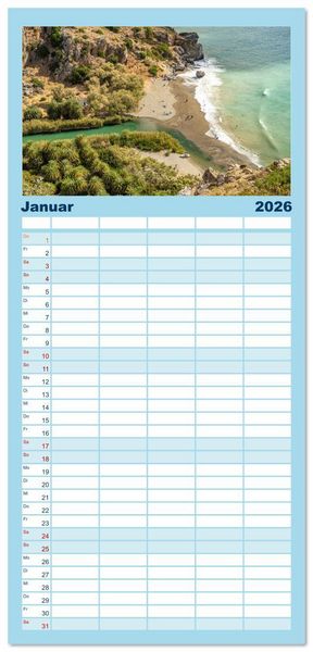 Produktbild: Familienplaner 2026 - Griechenland mit 5 Spalten (Wandkalender, 21 x 45 cm) CALVENDO
