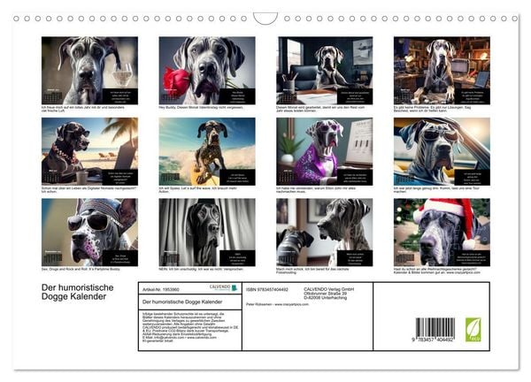 Produktbild: Der humoristische Dogge Kalender (Wandkalender 2026 DIN A3 quer), CALVENDO Monatskalender