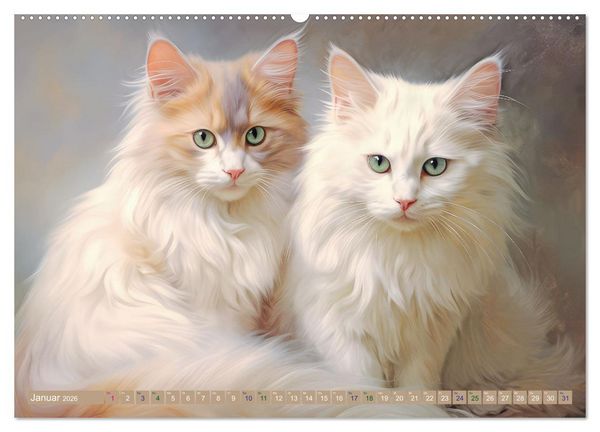 Produktbild: Katzen im Pastellstil (Wandkalender 2026 DIN A2 quer), CALVENDO Monatskalender