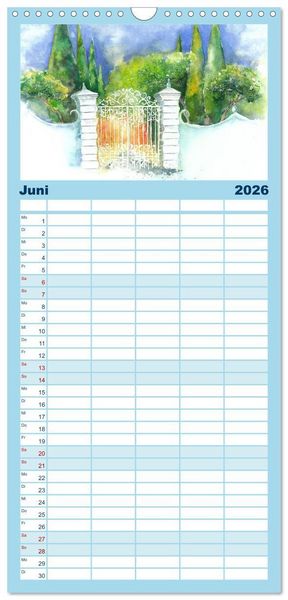 Produktbild: Familienplaner 2026 - Toskana Aquarelle mit 5 Spalten (Wandkalender, 21 x 45 cm) CALVENDO