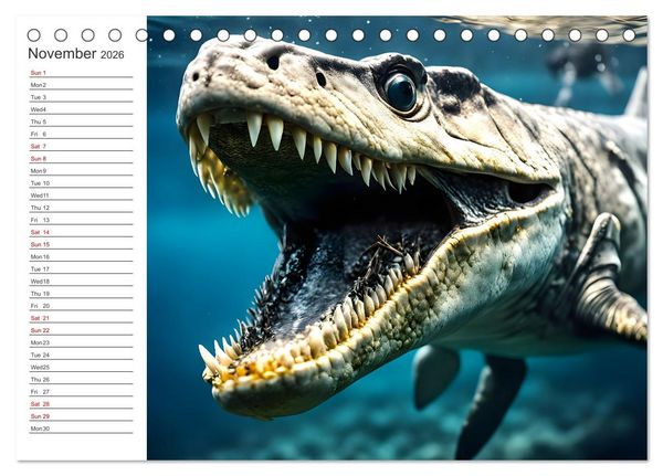 Produktbild: AI Dino Delights Mesmerizing Views of Prehistoric Life (Desk Calendar 2026 DIN A5 landscape), CALVENDO 12 Month DeskCalendar