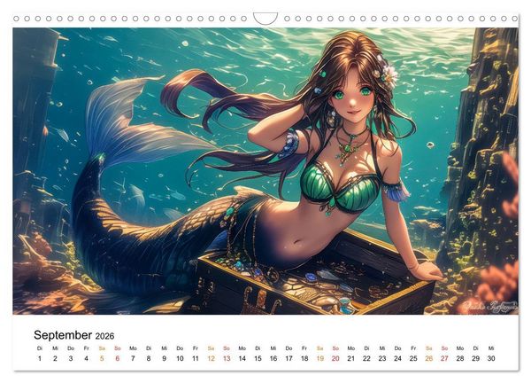 Produktbild: Meerjungfrauen - geheimnisvolle Sch&ouml;nheiten des Meeres (Wandkalender 2026 DIN A3 quer), CALVENDO Monatskalender