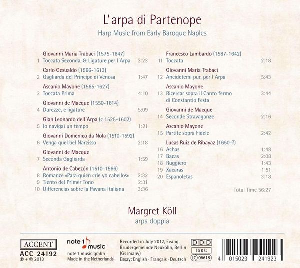 Produktbild: L'Arpa di Partenope-Harp Music