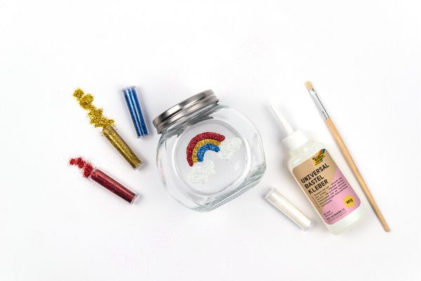 Produktbild: FOLIA&reg; Bio Glitter- und Pailletten-Set, 6 x Bio-Glitter, 4 x Pailletten mit Deko-Kleber 90 g, trocknet schnell und, glasklar, ohne Weichmacher