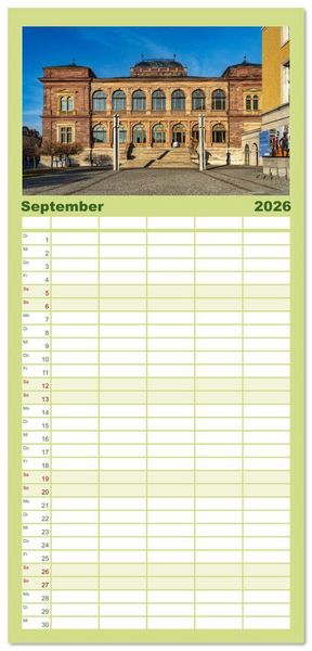 Produktbild: Familienplaner 2026 - Th&uuml;ringen - Weimar mit 5 Spalten (Wandkalender, 21 x 45 cm) CALVENDO