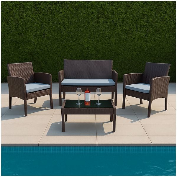 Produktbild: HTI-Living 4-teiliges Outdoorset Zita braun/beige Polyrattan