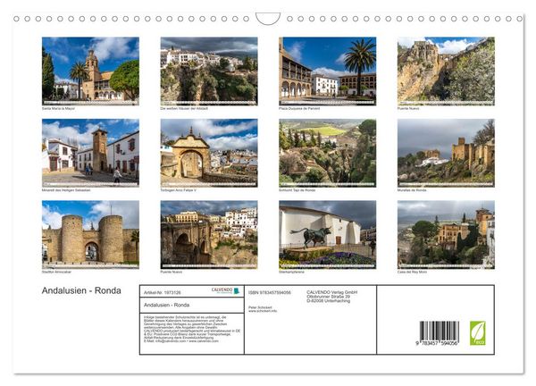 Produktbild: Andalusien - Ronda (Wandkalender 2026 DIN A3 quer), CALVENDO Monatskalender