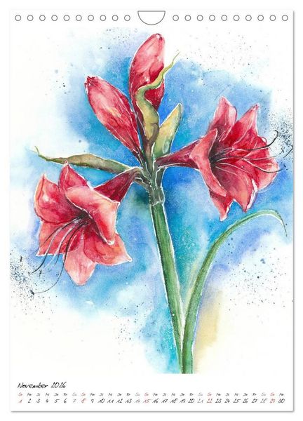 Produktbild: Bl&uuml;tenaquarelle (Wandkalender 2026 DIN A4 hoch), CALVENDO Monatskalender