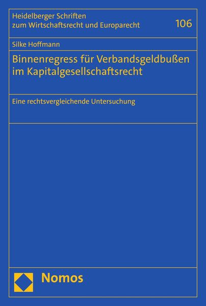 Produktbild: Binnenregress f&uuml;r Verbandsgeldbu&szlig;en im Kapitalgesellschaftsrecht