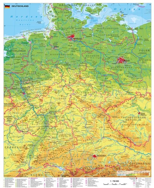 Produktbild: Deutschland physisch Wandkarte / Poster