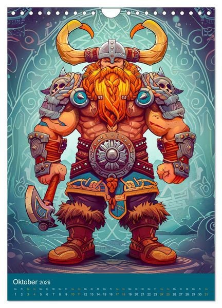 Produktbild: Wikinger Action - Comic-Helden inspiriert von den Nordm&auml;nnern (Wandkalender 2026 DIN A4 hoch), CALVENDO Monatskalender