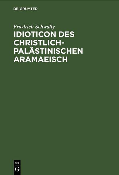 Produktbild: Idioticon des christlich-pal&auml;stinischen Aramaeisch