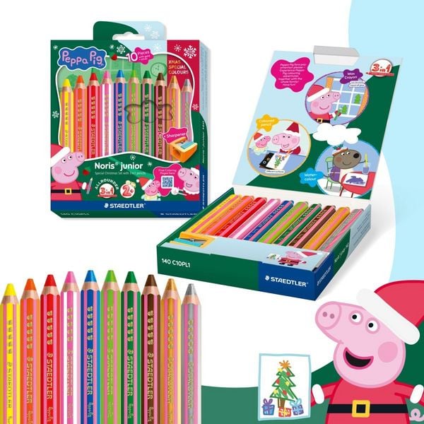 Produktbild: STAEDTLER Farbstifte Buntstift Noris junior Peppa 10er Set + Spitzer, Weihnachten