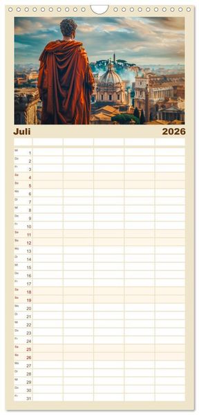 Produktbild: Familienplaner 2026 - Im Schatten des Kolosseums mit 5 Spalten (Wandkalender, 21 x 45 cm) CALVENDO