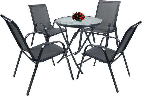 Produktbild: 5tlg Balkonset Gartenm&ouml;bel Stapelst&uuml;hle Set Sonlas