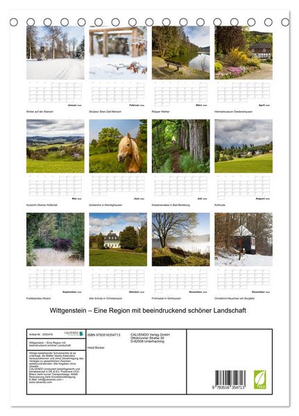 Produktbild: Wittgenstein &ndash; Eine Region mit beeindruckend sch&ouml;ner Landschaft (Tischkalender 2026 DIN A5 hoch), CALVENDO Monatskalender