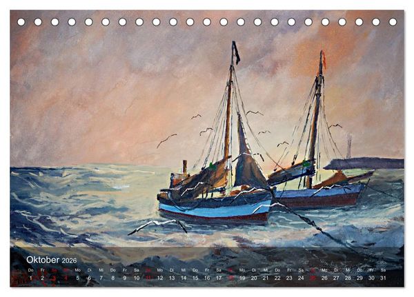 Produktbild: Segel am Horizont - Marinemaler Alfred Jahnke (Tischkalender 2026 DIN A5 quer), CALVENDO Monatskalender