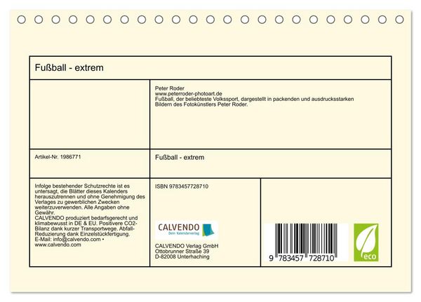 Produktbild: Fu&szlig;ball - extrem (Tischkalender 2026 DIN A5 quer), CALVENDO Monatskalender