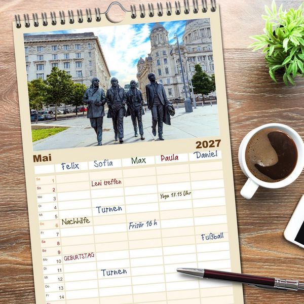 Produktbild: Familienplaner 2027 - Faszination Liverpool mit 5 Spalten (Wandkalender, 21 x 45 cm) CALVENDO