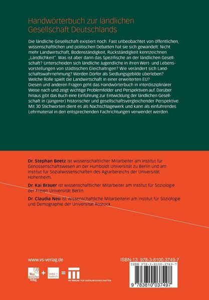 Produktbild: Handw&ouml;rterbuch zur l&auml;ndlichen Gesellschaft in Deutschland