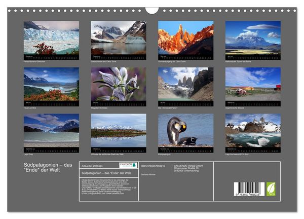 Produktbild: S&uuml;dpatagonien &ndash; das "Ende" der Welt (Wandkalender 2026 DIN A3 quer), CALVENDO Monatskalender