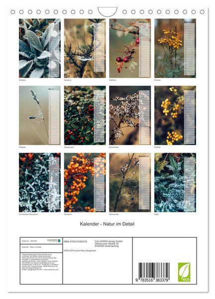 Produktbild: Kalender - Natur im Detail (Wandkalender 2026 DIN A4 hoch), CALVENDO Monatskalender