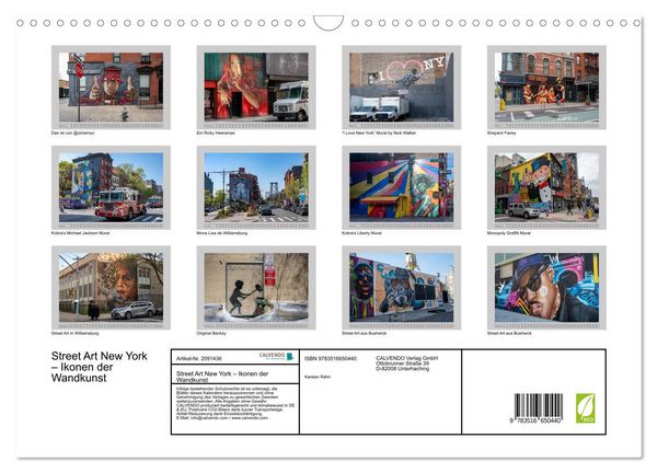 Produktbild: Street Art New York &ndash; Ikonen der Wandkunst (Wandkalender 2026 DIN A3 quer), CALVENDO Monatskalender