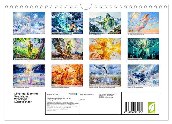 Produktbild: G&ouml;tter der Elemente - Griechische Mythologie Kunstkalender (Wandkalender 2027 DIN A4 quer), CALVENDO Monatskalender