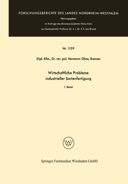 Produktbild: Wirtschaftliche Probleme industrieller Sortenfertigung