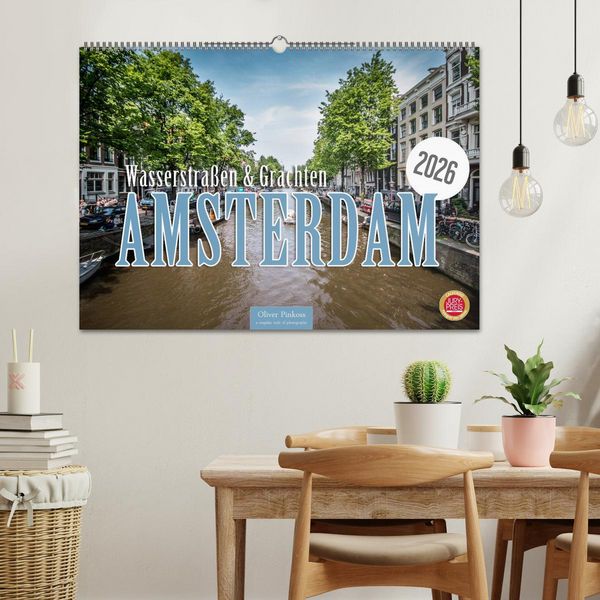 Produktbild: Amsterdam - Wasserstra&szlig;en und Grachten (Wandkalender 2026 DIN A2 quer), CALVENDO Monatskalender
