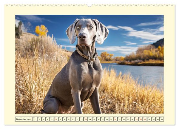 Produktbild: Edle Weimaraner. Loyale Silberseelen im Licht der Natur (Wandkalender 2026 DIN A2 quer), CALVENDO Monatskalender