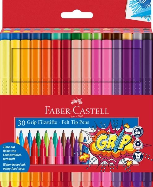 Produktbild: Faber-Castell Filzstifte Grip Colour Marker, 30er Set