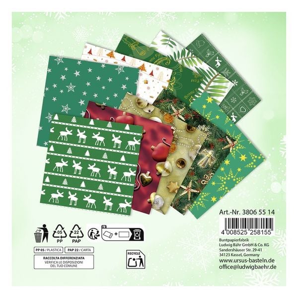 Produktbild: URSUS Faltbl&auml;tter Transparent Cosy Christmas, 15 x 15 cm, 50 Blatt