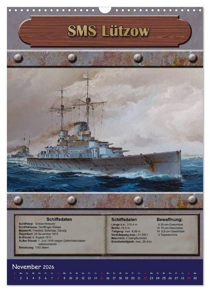 Produktbild: Die kaiserliche Marine 1871 - 1918 (Wandkalender 2026 DIN A3 hoch), CALVENDO Monatskalender
