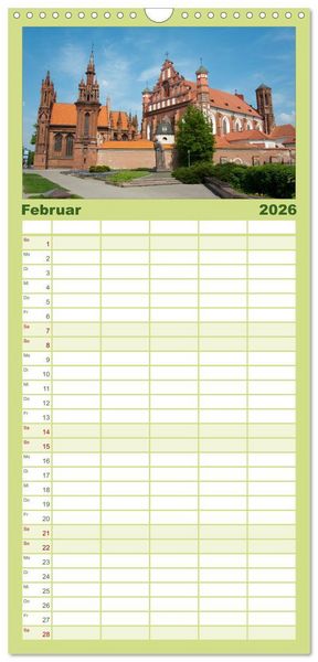 Produktbild: Familienplaner 2026 - Litauens Sch&ouml;nheiten mit 5 Spalten (Wandkalender, 21 x 45 cm) CALVENDO