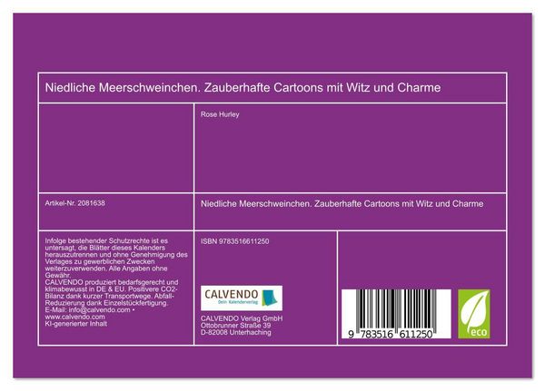 Produktbild: Niedliche Meerschweinchen. Zauberhafte Cartoons mit Witz und Charme (Tischkalender 2026 DIN A5 quer), CALVENDO Monatskalender