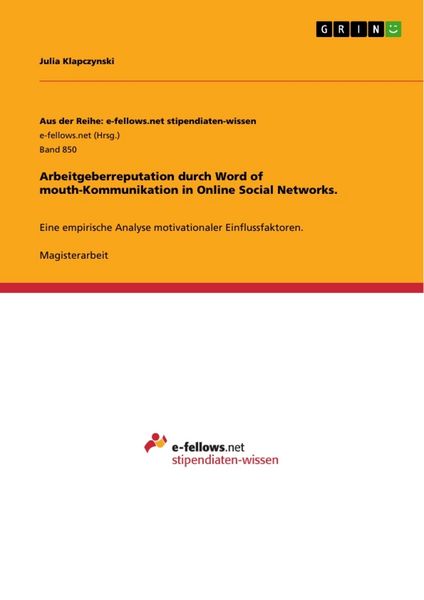 Produktbild: Arbeitgeberreputation durch Word of mouth-Kommunikation in Online Social Networks.