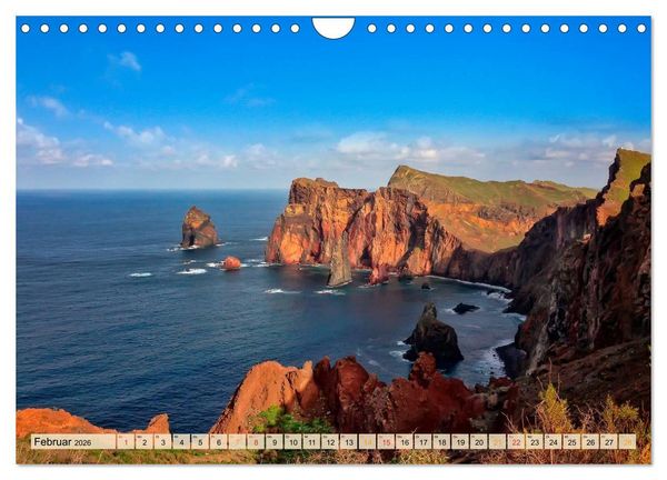 Produktbild: Madeira - blaues Wasser, gr&uuml;ne Berge, bunte Blumen (Wandkalender 2026 DIN A4 quer), CALVENDO Monatskalender