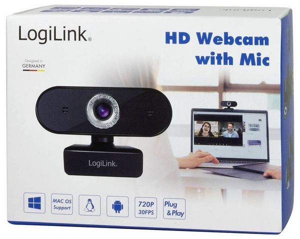 Produktbild: LogiLink UA0368 HD-Webcam Klemm-Halterung, Mikrofon
