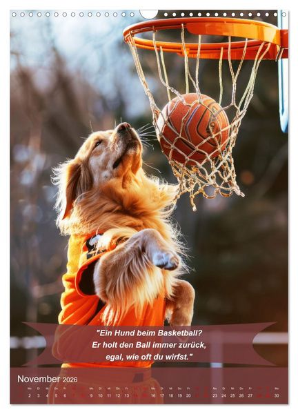 Produktbild: Der tierisch lustige Basketball-Kalender (Wandkalender 2026 DIN A3 hoch), CALVENDO Monatskalender