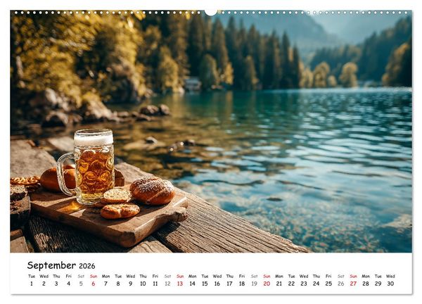 Produktbild: A Year of Beer - Bavarian Brews and Scenic Views (High Quality Premium Wall Calendar 2026 DIN A2 landscape),CALVENDO 12 Month Wall Calendar