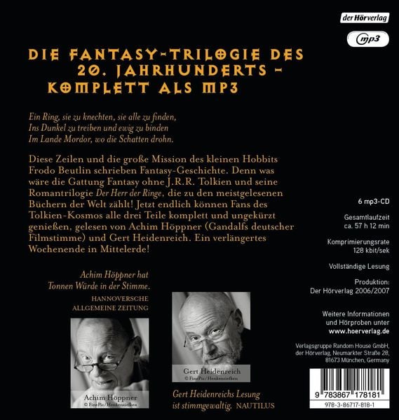 Produktbild: Der Herr der Ringe. Die Komplettlesung