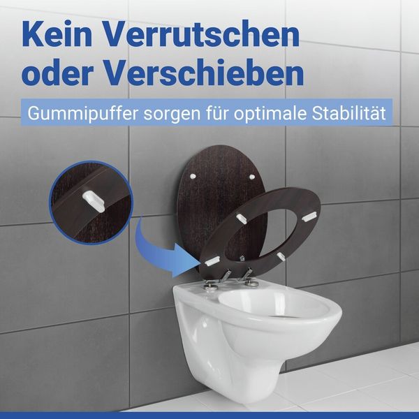 Produktbild: WC Sitz Mod. Wenge Dunkelbraun, stabiler Toilettensitz mit Absenkautomatik